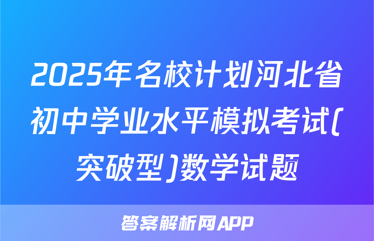 2025年名校计划河北省初中学业水平模拟考试(突破型)数学试题