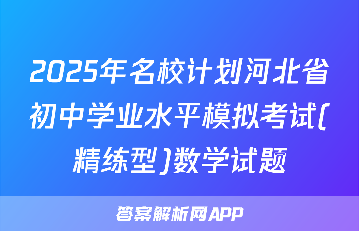 2025年名校计划河北省初中学业水平模拟考试(精练型)数学试题