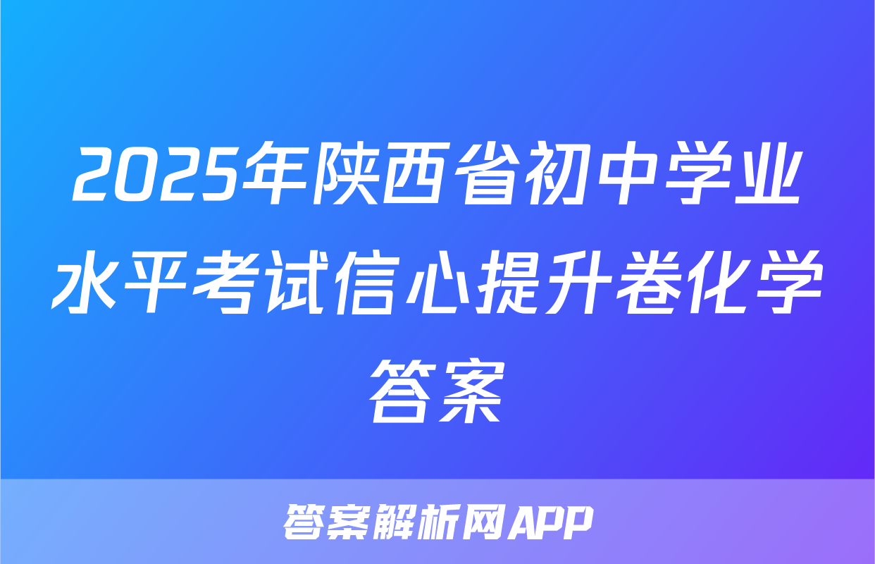 2025年陕西省初中学业水平考试信心提升卷化学答案